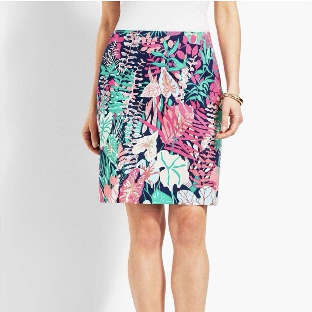 TALBOTS Womens 4 Jungle Botanical Stretch Cotton Canvas Skirt MRSP $70